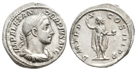 SEVERUS ALEXANDER (222-235 AD). AR, Denarius. Rome.
Obv: IMP ALEXANDER PIVS AVG.
Laureate, draped and cuirassed bust of Severus Alexander, right.
Rev:...