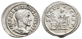MAXIMINUS THRAX (235-238 AD). AR, Denarius. Rome.
Obv: IMP MAXIMINVS PIVS AVG.
Bust of Maximinus I, laureate, draped, cuirassed, right
Rev: SALVS AVGV...