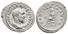 PUPIENUS (238). Denarius. Rome.
Obv: IMP C M CLOD PVPIENVS AVG.
Laureate, draped and cuirassed bust right.
Rev: CONCORDIA AVGG.
Concordia seated left ...