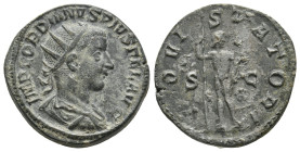 Gordian III, 238-244 AD. AE, Sestertius. Rome.
Obv: IMP GORDIANVS PIVS FEL AVG.
Draped, cuirassed and laureate bust of Gordian III, right.
Rev: IOVI S...