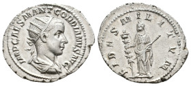 GORDIAN III (238-244). Antoninianus. Rome.
Obv: IMP CAES M ANT GORDIANVS AVG.
Radiate, cuirassed and draped bust right.
Rev: FIDES MILITVM.
Fides stan...