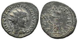 TREBONIANUS GALLUS (AD 252-253.) . Imitation of antoninianus.
Obv: IHIOC HEC IWH TΡEB GALLVS AVG (mixing part of a Greek legend of Hostilian (ΓAIOC M...