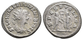SALONINUS (Caesar, 258-260 AD). AR Antoninianus. Samosata.
Obv: SALON VALERIANVS NOB CAES.
Radiate, draped and cuirassed bust right.
Rev: SPES PVBL...