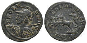 PROBUS, 276-282 AD. Antoninianus. Siscia.
Obv: PROBVS P F AVG
Radiate, helmeted and cuirassed bust of Probus, left; holding round shield and spear ove...
