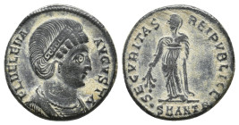 HELENA (Augusta, 324-328/30). Follis. Antioch.
Obv: FL HELENA AVGVSTA.
Diademed and mantled bust right.
Rev: SECVRITAS REIPVBLICE / Є SIS (wreath)....