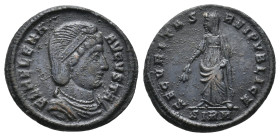 HELENA (Augusta, 324-328/30). Follis. Sirmium.
Obv: FL HELENA AVGVSTA.
Diademed and mantled bust right.
Rev: SECVRITAS REIPVBLICE / Є SIS (wreath)....