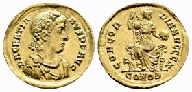 GRATIAN (367-383). AV Solidus. Constantinople.
Obv: D N GRATIANVS P F AVG.
Diademed, draped and cuirassed bust right.
Rev: CONCORDIA AVGGGE / CONOB...