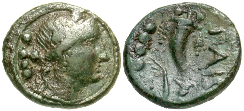"Lucania, Paestum. 218-201 B.C. AE triens (17 mm, 3.28 g, 6 h). Second Punic War...