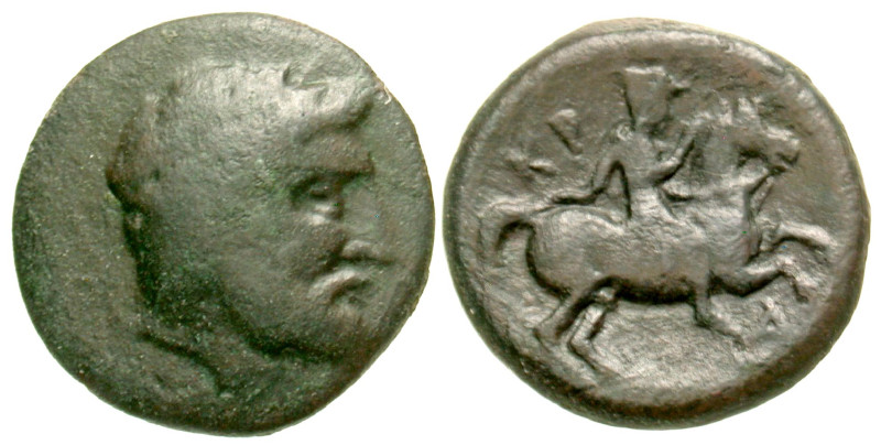 "Thessaly, Krannon. Ca. 350-300 B.C. AE 18 (18.1 mm, 4.17 g, 7 h). Laureate head...