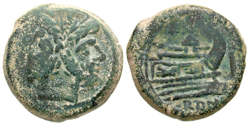 "Anonymous. Ca. 157-155 B.C. AE as (31.8 mm, 24.70 g, 3 h). Rome mint. Laureate ...