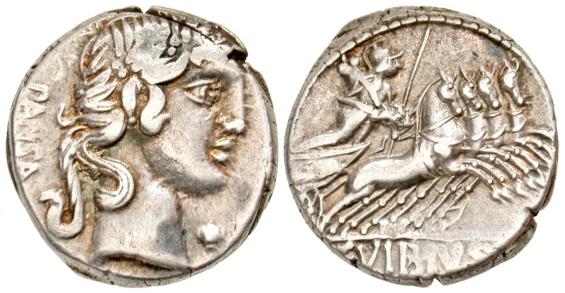 "C. Vibius C.f. Pansa. 90 B.C. AR denarius (17.4 mm, 3.82 g, 12 h). Rome mint. P...