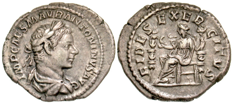 "Elagabalus. A.D. 218-222. AR denarius (20.5 mm, 3.11 g, 1 h). Rome mint, struck...