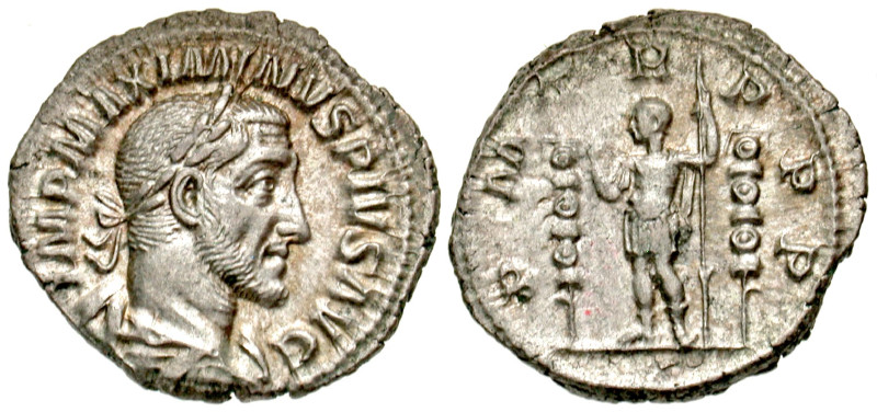 "Maximinus I Thrax. A.D. 235-238. AR denarius (19.7 mm, 2.81 g, 7 h). Rome mint,...