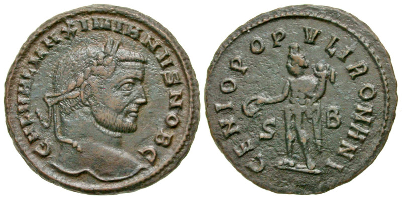 "Galerius. As Caesar, A.D. 293-305. AE follis (26.8 mm, 9.77 g, 7 h). Siscia min...