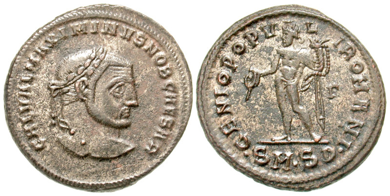 "Maximinus II Daza. As Caesar, A.D. 305-308. BI follis (28.2 mm, 10.22 g, 7 h). ...