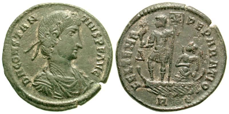 "Constantius II. A.D. 337-361. BI heavy majorina (23.5 mm, 5.11 g, 6 h). Rome mi...