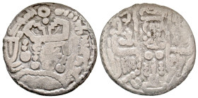 "Abbasid Caliphate. al-Mahdi. AH 158-169/ AD 775-785. Billon dircham (24.9 mm, 2.25 g, 3 h). Bukharhuda type. Distorted Sogdian legend pwx'r xw'b kana...