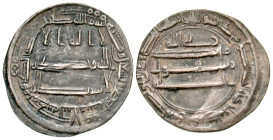 "Abbasid Caliphate. al-Amin. AH 193-198 AD /809-813. AR dirham (22.4 mm, 2.93 g, 2 h). Madinat al-Salam mint, AH 193. Album 221.1. gVF. "