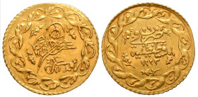 "Ottomans. Mahmud II. AH 1223-1255 / AD 1808-1839. AV cedid Mahmudiye (19 mm, 1.61 g, 12 h). Qustantiniya (Constantinople) mint, AH 1223, year 29. Tou...
