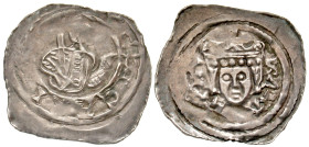 "Austria, Carinthia. Bernard of Spanheim. 1202-1256. AR pfennig (20 mm, 1.20 g, 6 h). St. Veit mint, struck 1204-1208. [+ DVX CARINTHIE], helmeted hal...