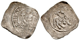 "Austria, Habsburg. St. Veit. Bernhard, Duke of Carinthia. 1202-1256. AR pfennig (20.4 mm, 1.00 g, 5 h). struck 1226-1228. DVX BERNARDVS, armored duke...
