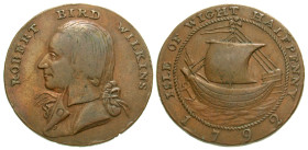 "Great Britain, Hampshire. Newport (Isle of Wight). 1792. AE halfpenny. ROBERT BIRD WILKINS, bust of Wilkins left / ISLE OF WIGHT HALFPENNY, 1792, ant...