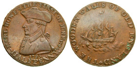 "Great Britain, Portsmouth. Hampshire. AE halfpenny. 1795. EARL HOWE & THE FIRST OF JUNE 1794 // 1795 / HALF PENNY, bust of Earl Howe left, wearing tr...