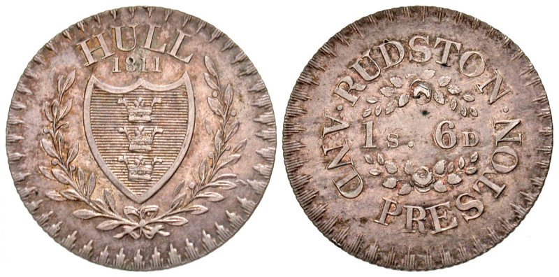 "Great Britain, Yorkshire Hull. Drappers, silk merchants and Hatters. AR token (...