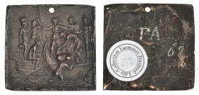 After the Antique (2nd half of 15th century), Antiope abducted by Theseus, bronze plaquette, Antiope as the central figure held on either side by a so...