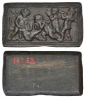 Rome (3rd quarter of the 15th century), Five Putti at Play, rectangular bronze plaquette, the central putto holding a mask to another who has fallen o...