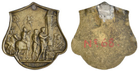 The Master IO F F (late 15th-early 16th century), The Trial of Mucius Scaevola, shield-shaped bronze plaquette, Mucius holding a dagger in his right h...