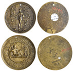 Manner of Moderno/Master of the Orpheus and Arion Roundels, Orpheus descending into Hades, bronze plaquette, Orpheus, his back turned, plays his viol ...