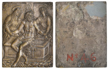 Italian (16th century), The Entombment, silvered-bronze plaquette, Christ’s body held by the Virgin and St. John on the sarcophagus with the Holy Shro...