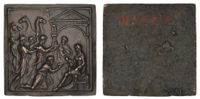 Valerio Belli (c. 1468-1546), The Adoration of the Magi, bronze plaquette, the three kings presenting gifts; the Holy Family under a classical arch in...