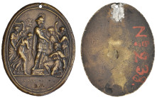 Valerio Belli (c.1468-1546), The Continence of Scipio, bronze plaquette, the story of Scipio Africanus returning the female prisoner to her fiancé All...