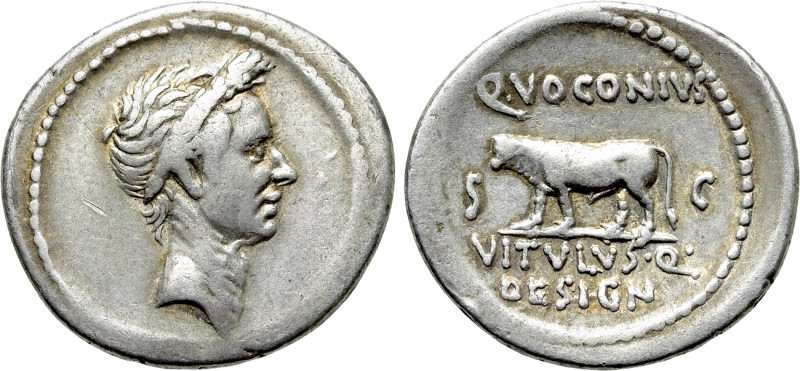 DIVUS JULIUS CAESAR (Died 44 BC). Denarius (40 BC). Rome. Q. Voconius Vitulus, m...