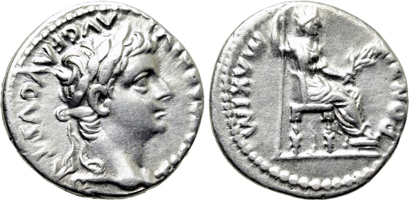 TIBERIUS (14-37). Denarius. "Tribute Penny" type. Lugdunum. 

Obv: TI CAESAR D...