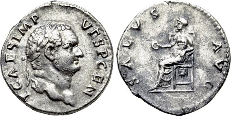 TITUS (Caesar, 69-79). Denarius. Rome. 

Obv: T CAES IMP VESP CEN. 
Laureate ...