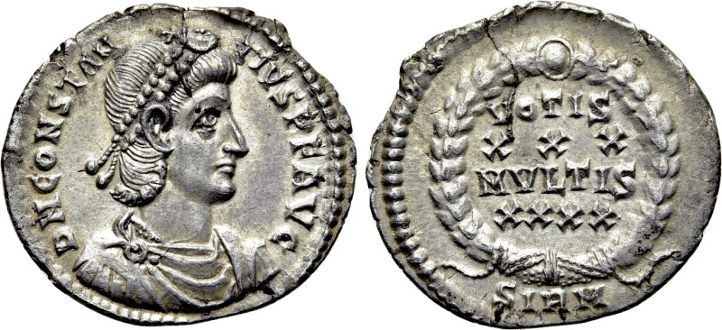 CONSTANTIUS II (337-361). Siliqua. Sirmium. 

Obv: D N CONSTANTIVS P F AVG. 
...