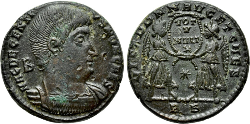 DECENTIUS (Caesar, 350/1-353). Ae. Rome. 

Obv: MAG DECENTIVS NOB CAES. 
Bare...