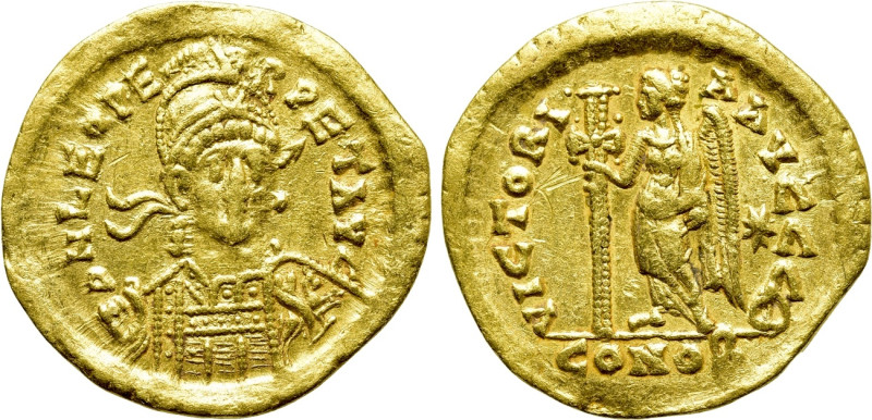 LEO I (457-474). GOLD Solidus. Constantinople. 

Obv: D N LEO PERPET AVG. 
He...