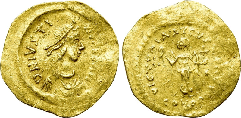 JUSTIN II (565-578). GOLD Tremissis. Constantinople. 

Obv: D N IVSTINVS P P A...