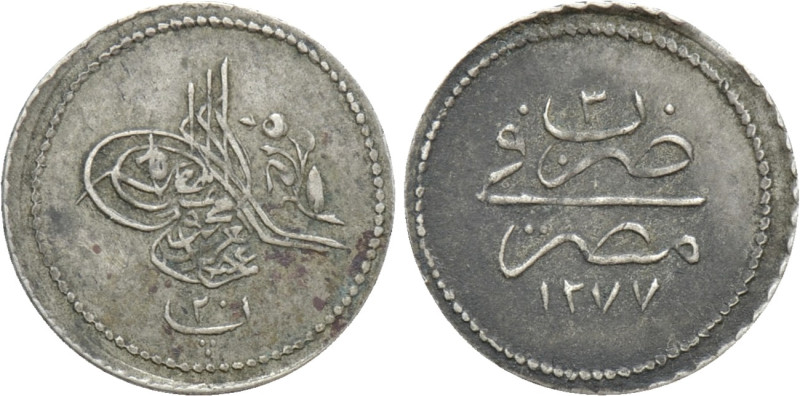 EGYPT. Ottomans. Abdülaziz (AH 1277-1293 / AD 1861-1876). 20 Para. Misr. Dated A...