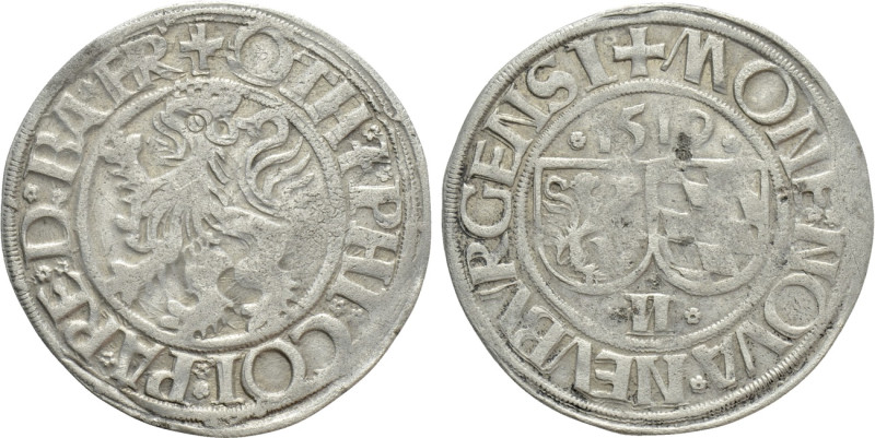 GERMANY. Pfalz-Neuburg. 1 Batzen (1519). 

Obv: + OTH 7 PHI COI PA RE D BA FR....