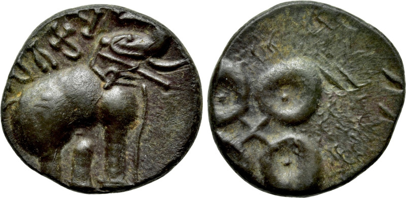 INDIA. Satavahanas (Andhras). Ramno Sri Sadavahana (Circa 34-3 BC). Karshapana. ...