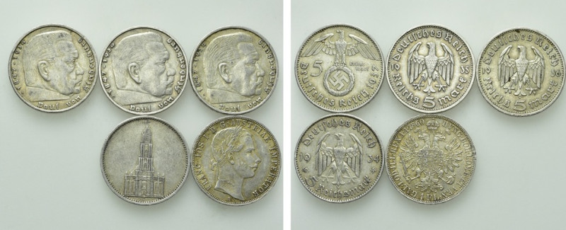 5 Silver Coins of Germany and Austria. 

Obv: .
Rev: .

. 

Condition: Se...