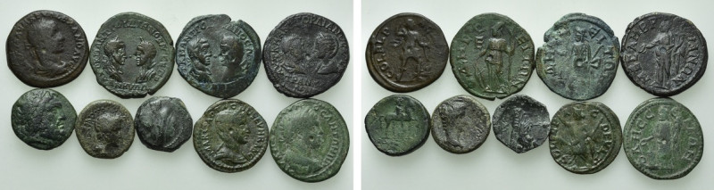 9 Greek and Roman Provincial Coins. 

Obv: .
Rev: .

. 

Condition: See p...