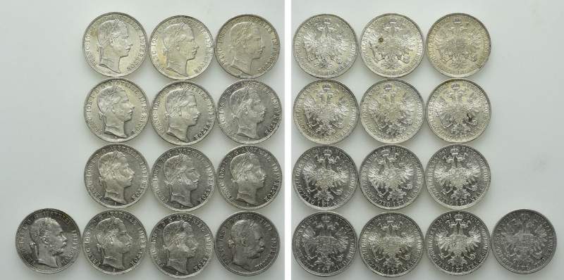 13 x 1 Gulden Pieces of Franz Joseph of Austria Hungary.

Obv: .
Rev: .

....