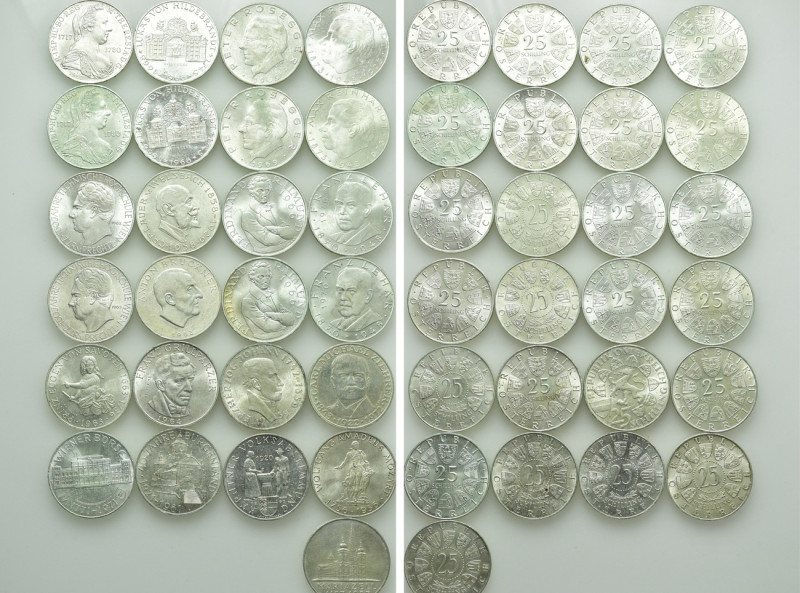 25 x 25 Schilling Silver Coins of Austria (10.40 gr. fine per piece). 

Obv: ....