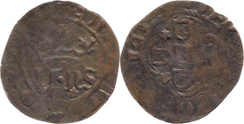 Portugal
D. João I (1385-1433)
Half real de 10 soldos Porto *P* - Last type of half royal of 10 sous minted in the port.
Epicycloid with stars at the ...